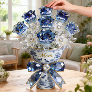 Toile de Jouy Flower Bouquet Mom Acrylic Plaque - Personalized Gifts For Mother's Day Plaque 03PGMG140326 - Shaped Plaques - GoDuckee