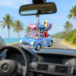 Cute Alien Couple Car Ornament - Personalized Gifts For Couple 02pgmg180725 - Ornament - GoDuckee