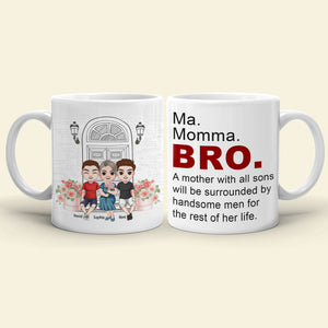 A Mother With All Sons Will Be Surrounded By Handsome Men-Personalized Coffee Mug- Gift For Mom- Gift For Son- Mom Coffee Mug - Coffee Mug - GoDuckee