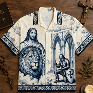 Faithful Knight Toile de Jouy Hawaiian Shirt - Personalized Gifts For Christian 02HULU170626 - Hawaiian Shirts - GoDuckee
