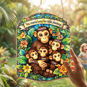 Monkey Mom Suncatcher Ornament Personalized Mother's Day Gifts 06TOMG030326 - Ornament - GoDuckee