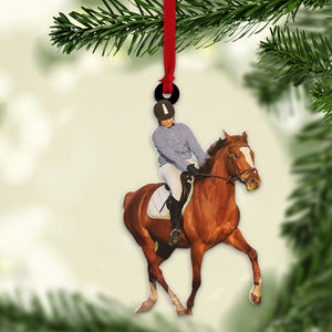 Personalized Custom Photo Ornament, Christmas Gift For Horse Riding Lover - Ornament - GoDuckee