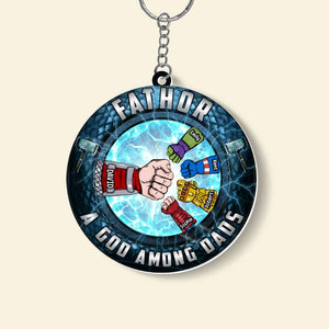 Dad A God Among Dads 03qhqn270523ha Personalized Keychain QNFBK - Keychains - GoDuckee
