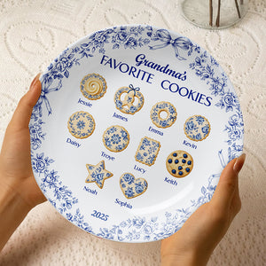 Grandma's Cookies - Personalized For Grandma - Toile de Jouy Ceramic Round Plate 03pgta031025-Homacus