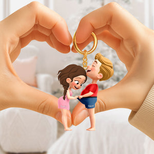Cheeky Couple Keychain - Personalized Gifts For Couple 02qhqn291025 - Keychains - GoDuckee