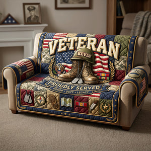 Proud Veteran Quilted Sofa Cover - Personalized Gifts For Veterans 03TYTA200626