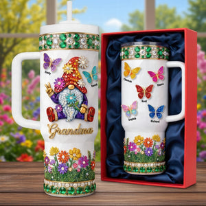 Garden Gnome 40oz Tumbler With Handle - Personalized Gifts For Grandma And Mama 04tyqn020426 - Tumbler Cup - GoDuckee
