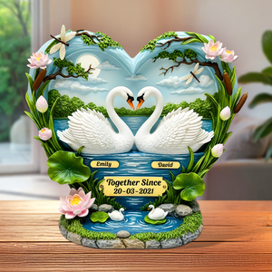 Swan Couple Acrylic Plaque - Personalized Gifts For Couple 03tgpu130625 - Shaped Plaques - GoDuckee