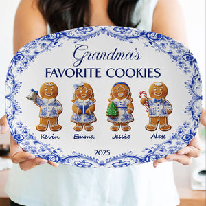 Grandma's Cookies - Personalized Christmas Gifts - Toile De Jouy Blue Floral Plate 02pgta290925 - Plates - GoDuckee