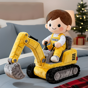 Cute Kid Operate Excavator Custom Shape Pillow - Personalized Gifts For Kid 06QHDT081125 - Pillow - GoDuckee