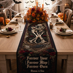 Eternal Love Skeleton Couple Quilted Table Runner - Personalized Gifts For Couples 06hudt150826