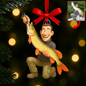 Funny Caricature Christmas Ornament – Custom Photo Gifts for Fishing Lovers 05ohqn180825 - Ornament - GoDuckee