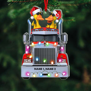 Truck Driver Christmas Ornament, Personalized Duck Christmas Ornament - Couple Gift For Truck Driver - Ornament - GoDuckee
