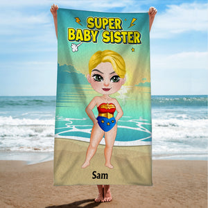Super Baby Sister Personalized Beach Towel 03OHTN190723PA - Beach Towel - GoDuckee