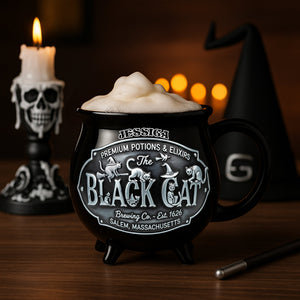 Black Cat Brewing Co Cauldron Mug - Personalized Gift For Cat & Witch Lovers 03QHLU200825 - Cauldron Mug - GoDuckee