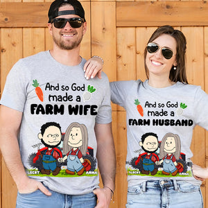 Personalized Gifts For Farmer Couples Shirt Couple With Tractor 05XQLU110125HG - Shirts - GoDuckee