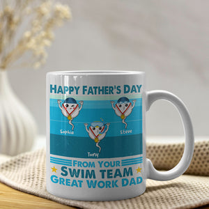 Funny Sperm Great Work Dad - From Your Swim Team - Personalized Coffee Mug - Father's Day Gift, Birthday Gift For Dad - Coffee Mug - GoDuckee