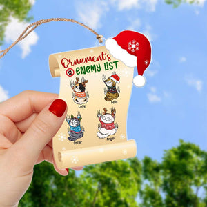 Personalized Naughty Cat Ornament, Enemy List Christmas Ornament, Gifts For Cat Moms, Cat Dads - Ornament - GoDuckee