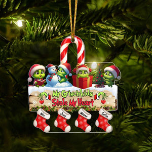 Personalized Gift For Grandma Christmas Ornament Green Monster Kids 01KAMH261124 - Ornament - GoDuckee