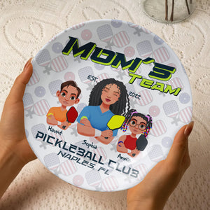 Personalized Gift For Pickleball Mom Ceramic Round Plate- Mom's Team 01XQLU200325PA - Ceramic Round Plate - GoDuckee