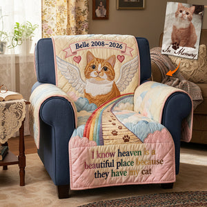 Pet At Rainbow Bridge Quilted Armchair Cover, Personalized Keepsake To Remeber Departed Dog & Cat 03qhta270126 - Sofa Cover - GoDuckee