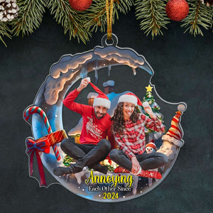 Custom Photo Gifts For Couple Ornament 03dglu200924 Christmas Moon House - Ornament - GoDuckee