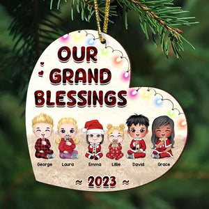 Our Grand Blessings, Personalized Ornament, Gift For Grandkids (UP TO 4 KIDS) - Ornament - GoDuckee