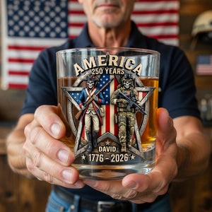 Fierce American Veteran Celebrated America 250th Anniversary Drinking Glass - Personalized Gifts For Veterans 01toqn080626 - Glass - GoDuckee