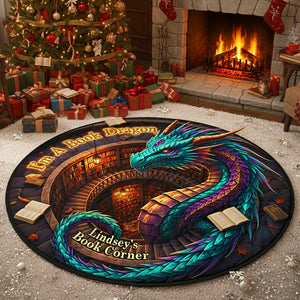 Personalized Gifts For Book Lovers Dragon Quilted Round Mat 02hutn071025 - Doormat - GoDuckee