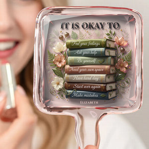 Floral Book Handheld Mirror - Personalized Gifts For Book Lovers 03PADT041225 - Mirror - GoDuckee