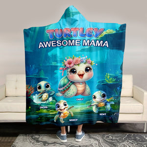 Personalized Gifts For Mom Wearable Blanket Hoodie Turtley Awesome Mama - Blankets - GoDuckee