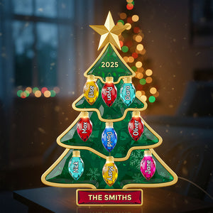 Christmas Tree Family Light Box - Personalized Gifts For Family Custom Shape Acrylic Light Box 04NADT301025 - Light Box - GoDuckee