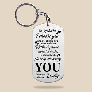 I Choose You, Couple Gift, Personalized Stainless Steel Keychain, Couple Kissing Keychain - Keychains - GoDuckee