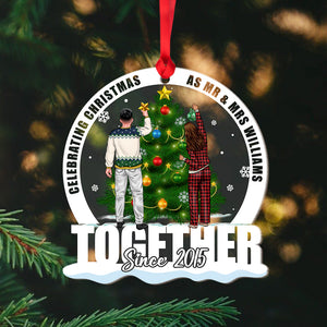 Celebrating Christmas Together Personalized Acrylic Ornament, Couple Gift - Ornament - GoDuckee