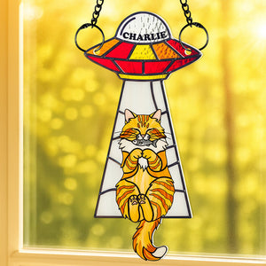 Funny Cat UFO Suncatcher Ornament Personalized Gifts For Cat Lovers 04NADT060625 - Ornament - GoDuckee