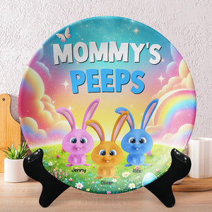 Personalized Gifts For Grandma Round Plate, Bunny Peeps 03TGMH140325 - Ceramic Round Plate - GoDuckee