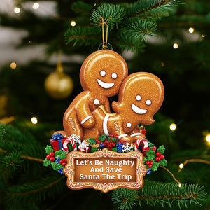 Naughty Gingerbread Couple Christmas Ornament - Personalized Gifts For Couple 02huqn100925 - Ornament - GoDuckee