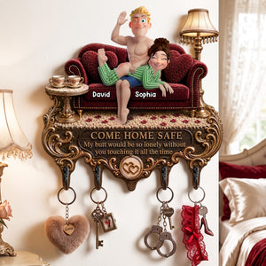 Come Home Safe Cheeky Couple Acrylic Key Hanger - Personalized Gifts For Couples 04ohlu170726 - Key Hanger - GoDuckee