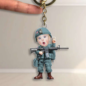 Custom Photo Gifts For Military Kid Keychain 01OHMH061224 - Keychains - GoDuckee