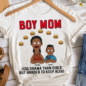 Personalized Gifts For Mom Shirt 04totn080325hg Boy Mom - Less Drama Than Girls But Harder To Keep Alive - Shirts - GoDuckee