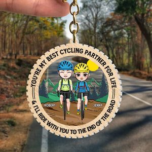 I'll Ride With You To The End Of The Road, Personalized Keychain, Valentine Gifts, Couple Gifts - Keychains - GoDuckee