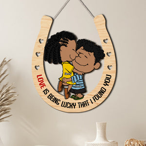 Personalized Gifts For Couple Wood Sign 04ohtn130125hg Love Is Being Lucky That I Found You - Wood Sign - GoDuckee
