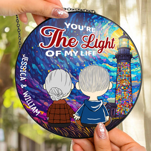 Personalized Gifts For Couple Stained Glass You're The Light Of My Life 03TODT130125HG - Ornament - GoDuckee