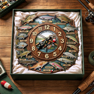 Fishing Lover Clock - Personalized Gifts For Fishing Lover Acrylic Hanging Wall Clock 01HULU250326 - Hanging Wall Clock - GoDuckee