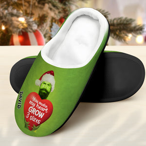 You Make My Heart Grow 3 Sizes 03HUPU171123 Personalized Home Slippers, Gifts For Him Gifts For Her - Shoes - GoDuckee