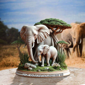 Personalized Gifts For Mom Acrylic Plaque, Elephant Mom 03qhtn010425 - Shaped Plaques - GoDuckee