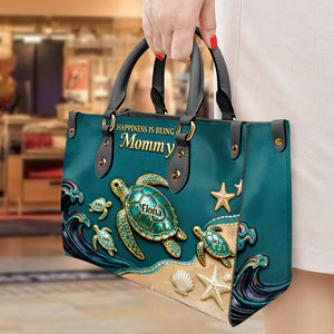 Turtle Mom Leather Bag - Personalized Mothers Day Gifts 01NADT230226 - Leather Bag - GoDuckee