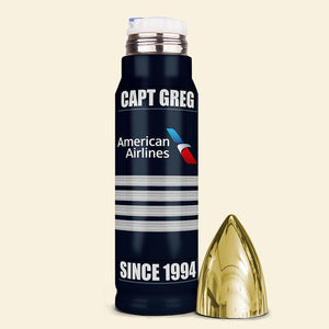Personalized Gift For Pilot, Custom Rank & Airline Logo Bullet Tumbler 03qhqn121224 - Tumbler Cup - GoDuckee