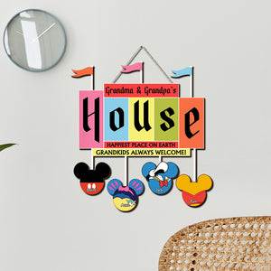 Personalized Gifts For Grandparents Wood Sign Happiest Place On Earth Grandkids Always Welcome 05QHTN240124 - Wood Signs - GoDuckee