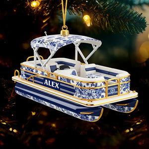 Toile de Jouy Christmas Ornament - Personalized Gifts For Pontoon Lovers 01pgqn071025 - Ornament - GoDuckee
